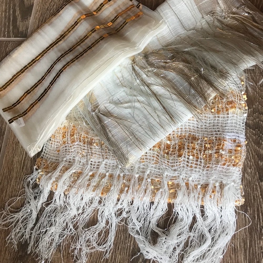 Gold and White Scarves New in Box